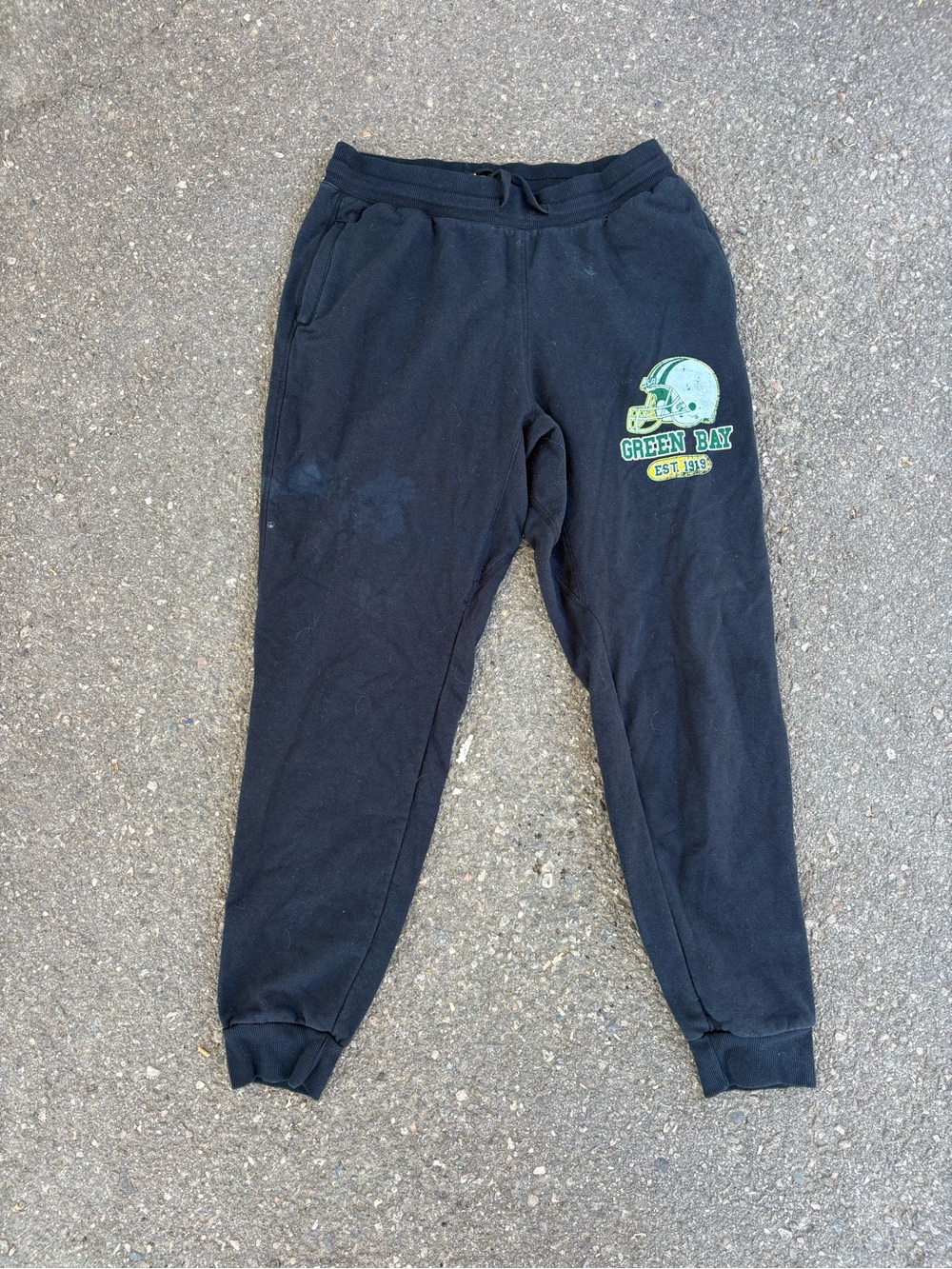 Black Green Bay Graphic Joggers with Helmet Logo